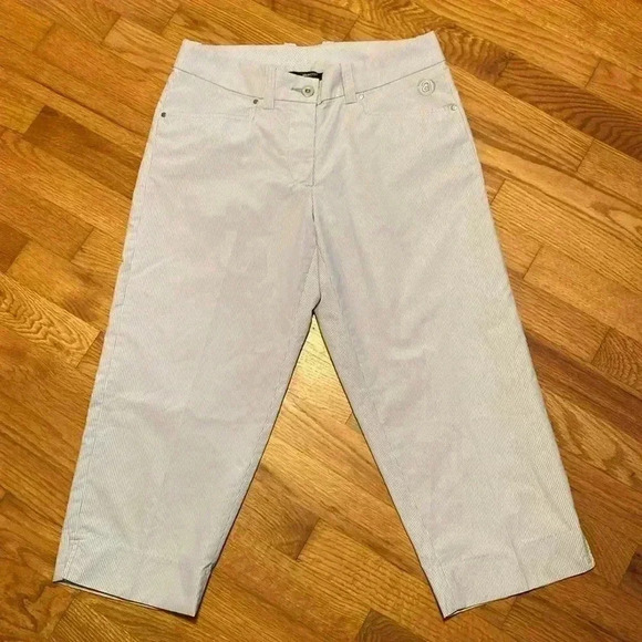 Abacus Count On It Gray & White Stripe Quick Dry Woman’s Capri Golf Pants Size 6 - Picture 1 of 14